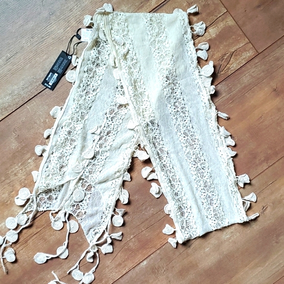 NWT Boho Lace Y2K summer scarf antique white - Picture 2 of 7